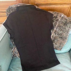 Three Dots High Neck Black Shirt Cap Sleeve